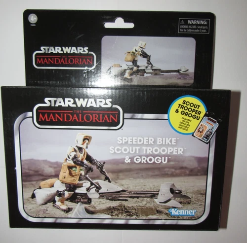 Star Wars Vintage Collection 3.75 Speeder Bike & Scout Trooper & Grogu NEW