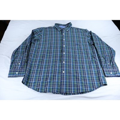 Chaps Plaid Button Down Shirt Men s Medium Blue Green Long Sleeve