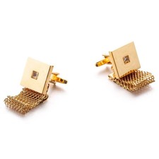 Men Cufflinks Golden Shield Diamond Studded Shirt Sleeve Studs 1 Pair Cuff Links
