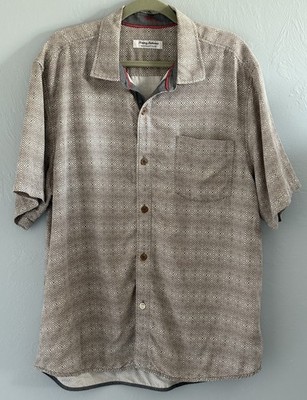 TOMMY BAHAMA Coconut Point Geo Bala Shark Shirt ~ Men's XL~  GRAY WHITE