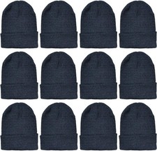 12 Units Black Beanies Bulk Thermal Winter Hat Solid - Winter Beanie Hats