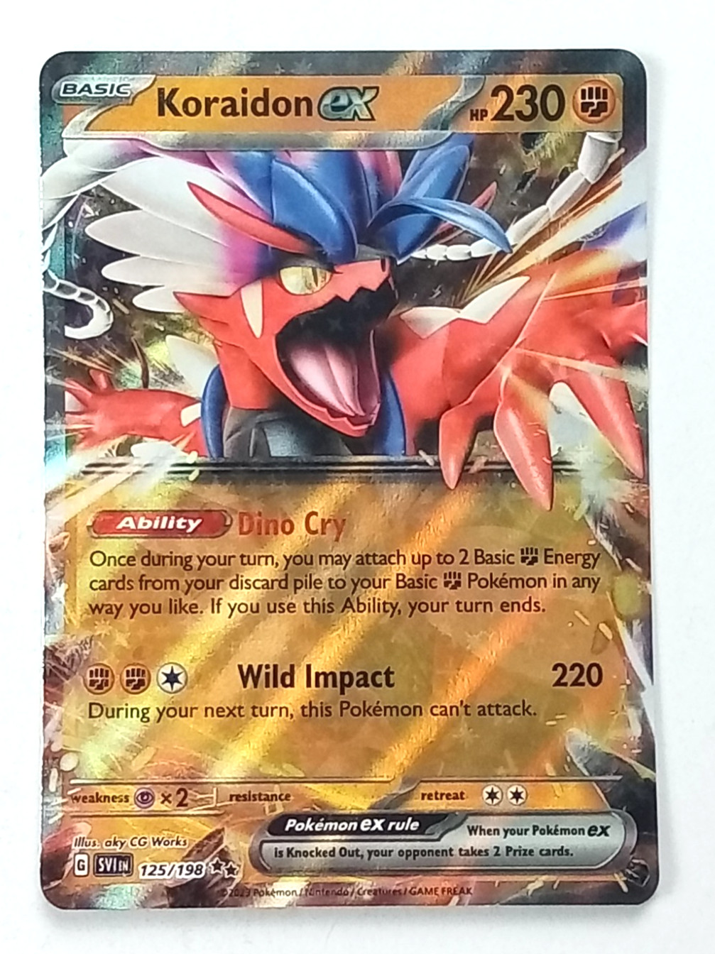 Koraidon Ex 125/198 Scarlet & Violet Base Set Cosmo Holo Rare Pokémon Card 2023