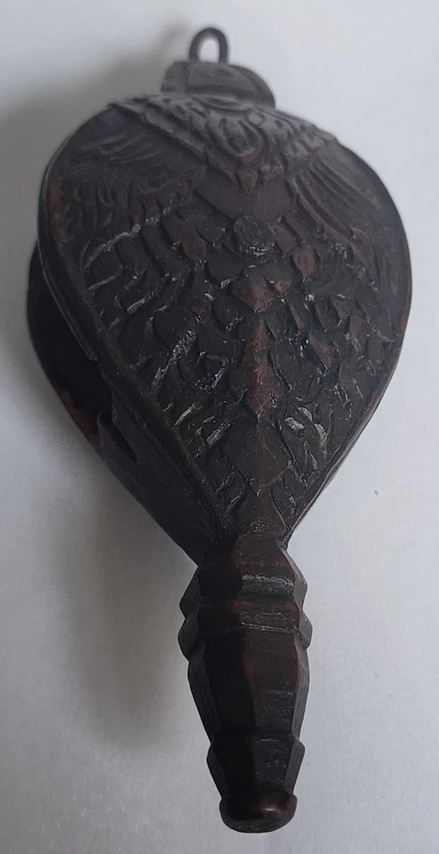 Poulie ancienne en Bois sculpté dès deux Faces, complet, Travail du 18ème Siècle - Photo 2/4