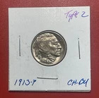1913 P Buffalo Nickel, Type 2, Choice Uncirculated.