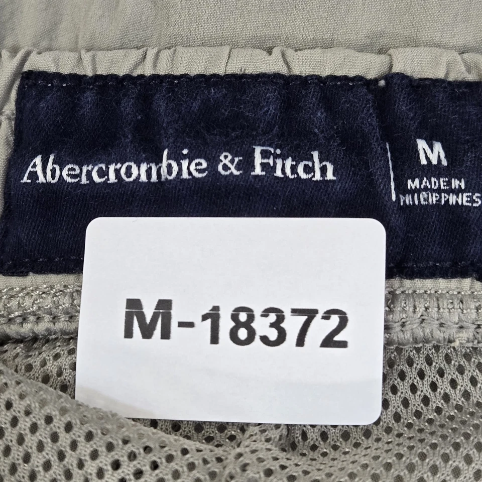 Abercrombie & Fitch Men Activewear Shorts M Gray Elastane Nylon Zipper 5.5" - Image 2 of 4