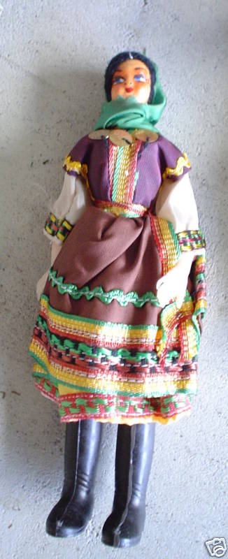 Vintage 1960s Cloth Plastic India Ethnic Girl Doll Fancy Outift