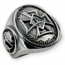Einprozenter Eisernes Kreuz Silber Ring 925 Herren Siegelring Totenkopf Biker 1%