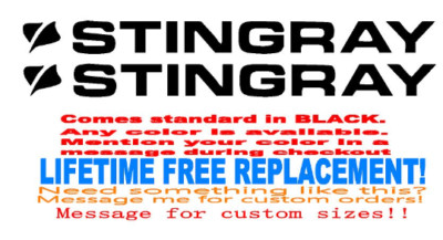 PAIR OF 3''X 33'' Stingray  BOAT Hull Decals Marine Grade Your Color Choice