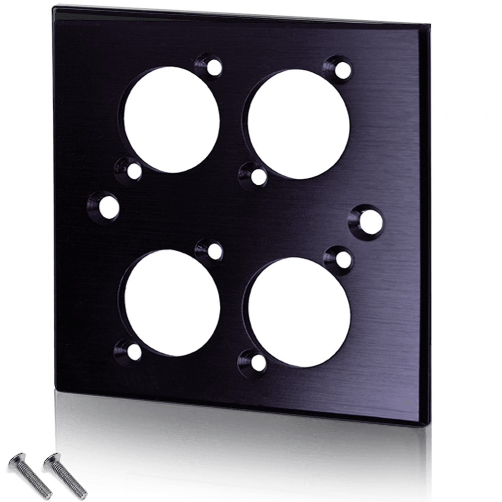 Blank Wall Plate with 4 D-Series Fixing Holes for XLR and Speakon Chassis Mounts