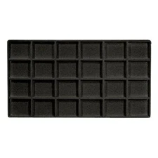 Black Flocked Plastic 24 Compartment Full Size Tray Liner Insert ~ 