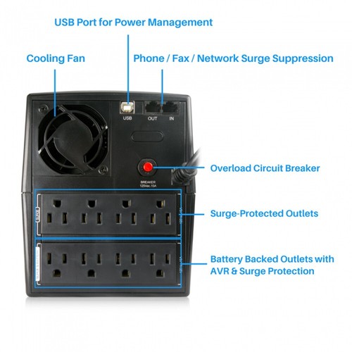 Maruson Pro-2000LCD UPS Battery Backup Power 2000VA 8 Outlet Surge Protector AVR - Picture 3 of 3