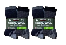 8 Pairs Kirkland Signature Merino Wool Men's Outdoor Hiking Trail Socks