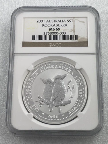 2001 Australia Kookaburra 1oz Silver $1 Professionally Graded NGC MS69