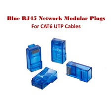 Blue RJ45 End Pass Thru EZ Modular Plugs 8P8C for Cat6 Network Cables Pack LOT