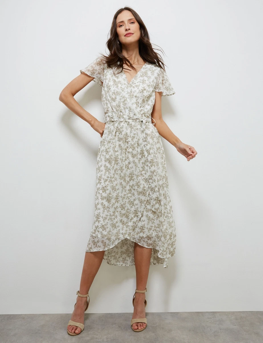 Noni B Flutter Sleeve Wrap Dress WOMENS Clothing Dresses Wrap Dress | eBay