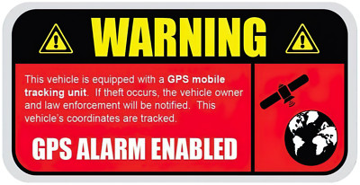 WARNING GPS ALARM ENABLED Vinyl Car Tracking Decal Sticker Large Multiple Sizes