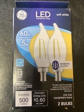 2 bulbs GE LED candelabra base frosted finish 60w 5w 500 lumens soft white