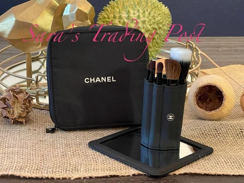1 Chanel Collection 6 Essential MINI BRUSH Makeup SET w/Mirror+Bag+Pouch +