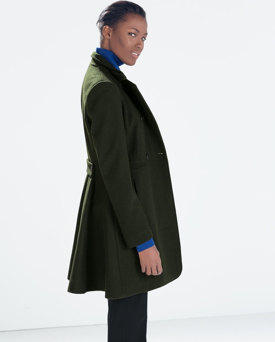 Rare!! Size M ZARA DOUBLE BREASTED WOOL COAT JACKET BLAZER Dark