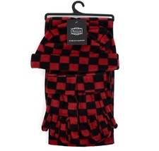 3-Piece Checkered Fleece Hat Scarf Gloves Check Matching Winter Set For Women