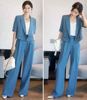 Blue Blazer Pantaloni Verdi Giacca Blu Tailleur Pezzi Giacca Gilet