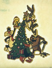 Vintage 1981 Christmas Holiday Bugs Bunny Cartoon Glitter Iron On Transfer