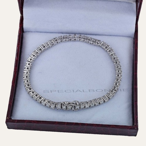 White Diamond Tennis Bracelet -Unisex -Great Sparkle & Brilliance-VIDEO-8 Inches - Picture 3 of 16
