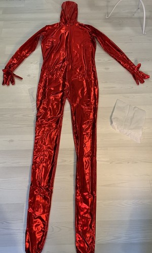 Pink Fuchsia Faux Latex Bodysuit Catsuit Wet Look Shiny Suit Costume Spandex - Picture 7 of 16