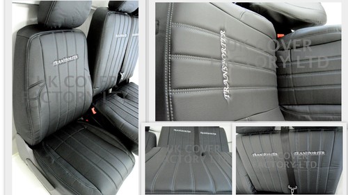 FORD TRANSIT CUSTOM 2013-2021 Van Seat Covers- PVC Leather X121BK-GY - Picture 4 of 12