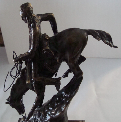 Frederic Remington Bronze Sculpture Reproduction The Mountain Man Shoop Signed - Picture 2 of 6