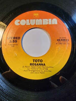 Toto- Rosanna / Its A Feeling - 1982 Columbia  VG F310