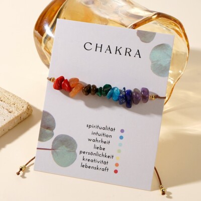 7 Chakra Natur Edelstein Chip Verstellbar Armband Heilung Reiki Meditation Yoga