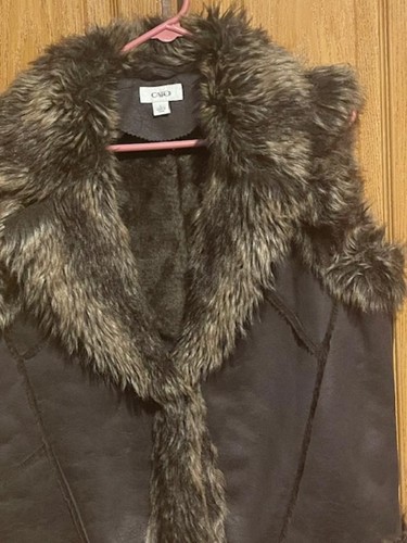 Faux Leather Fur Vest Women Size L Cato Faire Viking Nordic Norse Warrior SG10 - Picture 3 of 10
