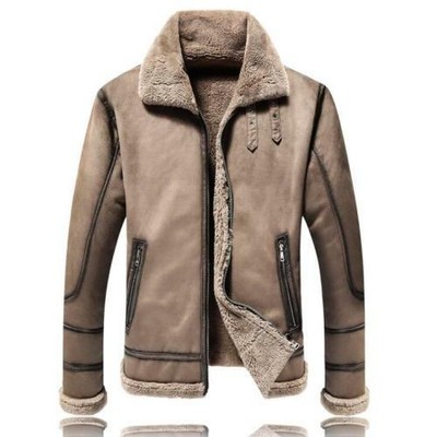 mens fleece lined suede jacket