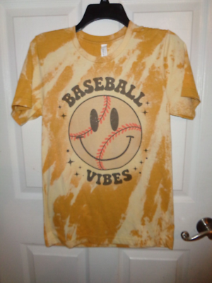 ハッピー Womens Bleached T-Shirt Size Small S Short Sleeve 