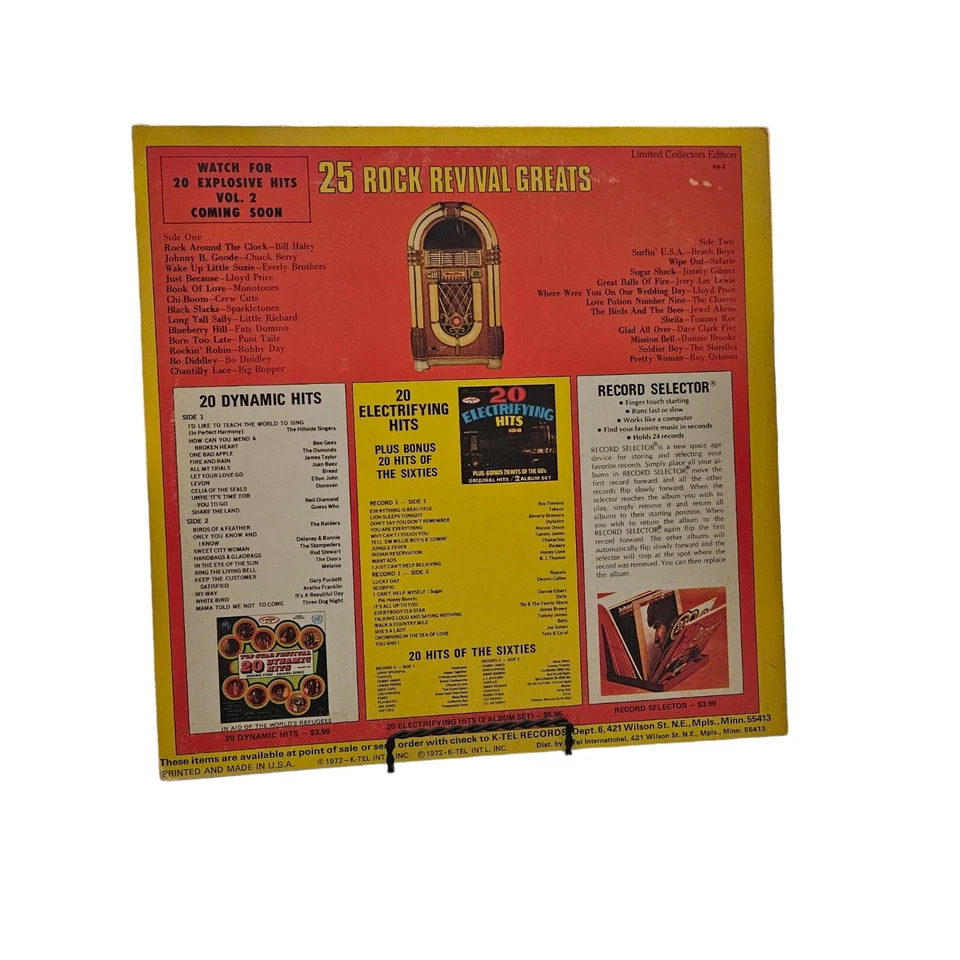 25 ROCK REVIVAL GREATS 1972 VARIOUS K-TELL C 10966 VINYL LP RECORD ALBUM - Image 2 of 3