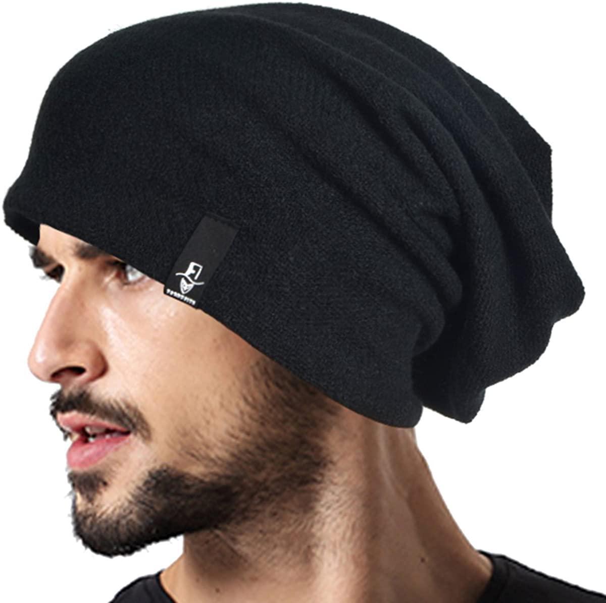 Mens Beanie Hat Slouch Skull Cap Knit Long Baggy Winter Summer Acrylic  Polyester