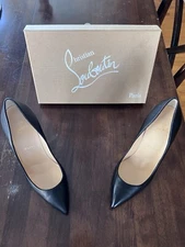 Christian Louboutin Black and Red High Heeled Stiletto Pumps. Size 38.5