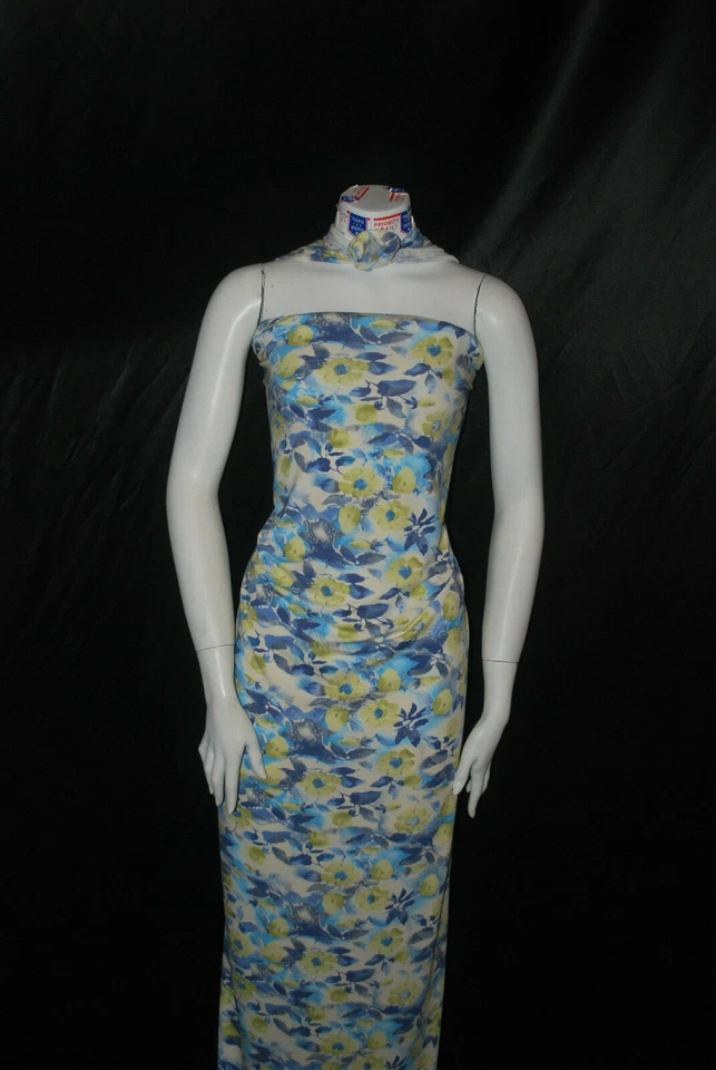 Viscose Spandex Jersey Knit Fabric 10oz Aquarella Floral Design made in france - Image 2 of 4