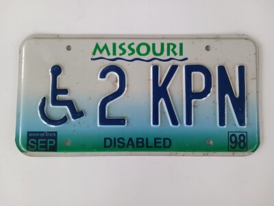   1998 Missouri License Plate2 KPN Disabled Show Me State  