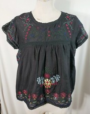 Cotton silk blouse, beautiful embroidery, slit cut sleeve, lining