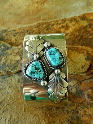 Vintage NAVAJO Frank Sandoval WIDE & HEAVY Sterling Silver