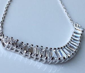 baguette curved cz sterling ct necklace bar silver brand