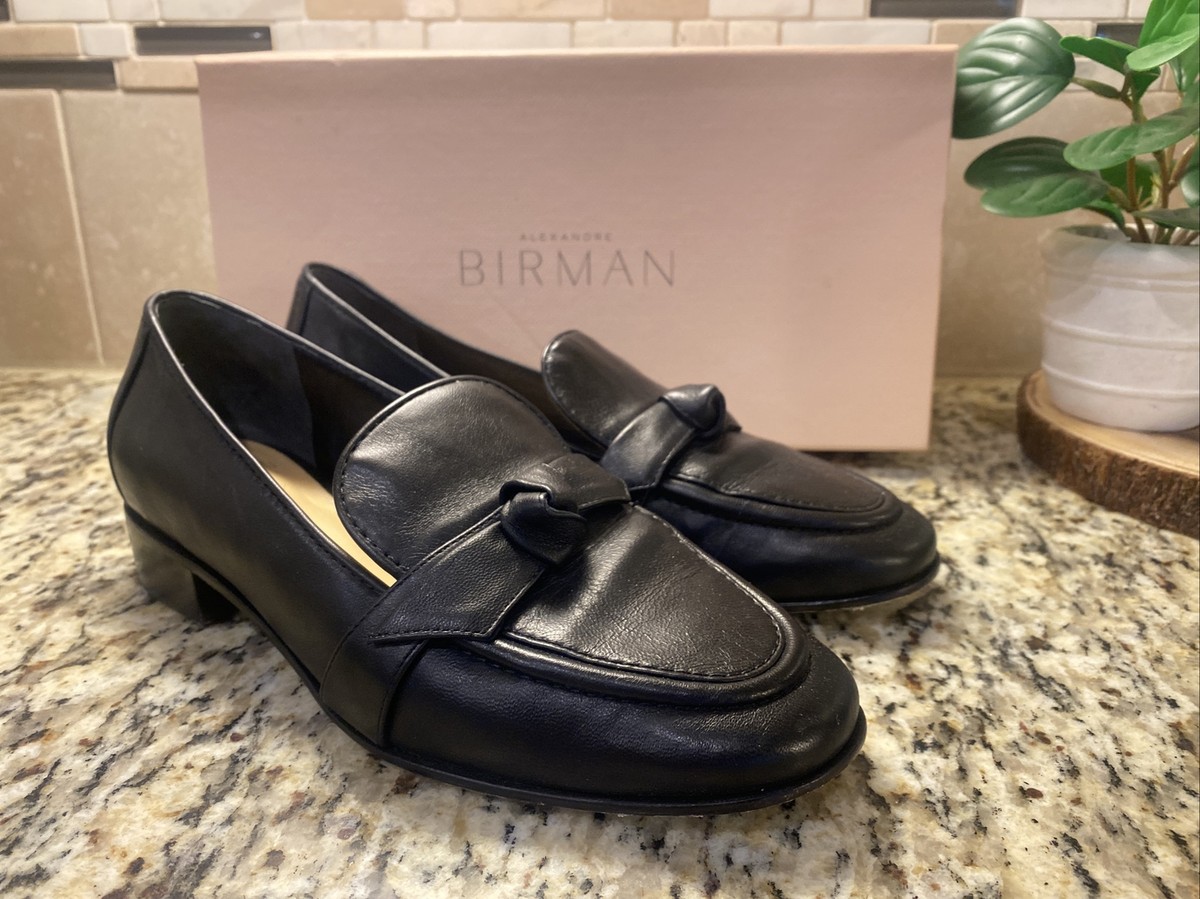 ALEXANDRE BIRMAN Clarita Leather Knot Loafers Black Womens 36EU  $490+