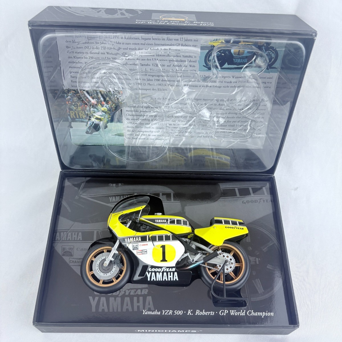 ミニチャンプス1/12 YAMAHA YZR500 K.ロバーツ GP1979 Yamaha YZR 500 K. Roberts GP World Champion 1979 1/12