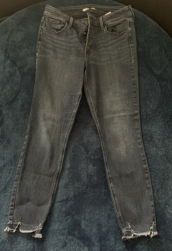 Old Navy Jeans Women's 2 Rockstar Skinny Ankle Mid Rise Raw Hem Stretch Size 12
