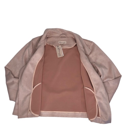 Philosophy Faux Suede Light Pink Cropped Moto Jacket Cardigan Pockets Large - Picture 11 of 13