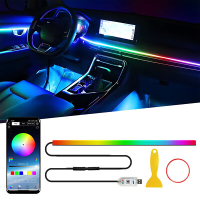 Auto LED EL Ambientebeleuchtung Innenraumbeleuchtung Lichtleiste 1.4m Set APP,DE