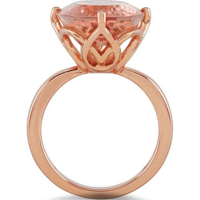 12 1/8 克拉大号椭圆形摩根石风格戒指 14K 玫瑰金 — 第 2/4 张图片