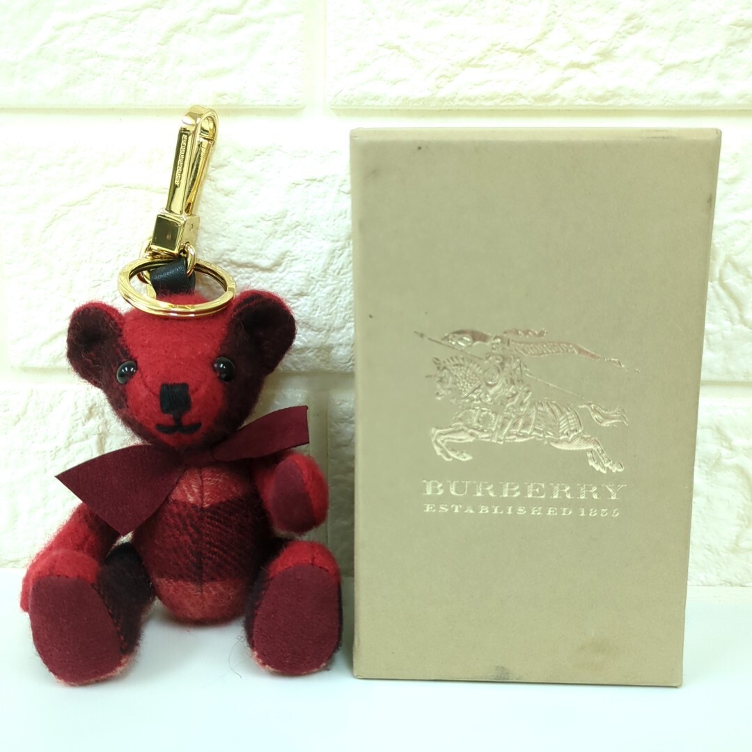 Burberry Thomas Bear Bag Charm Keychain Red Used from Japan Burberry Thomas Bear Bag Charm Keychain Red Used from Japan